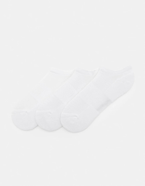  Pull & Bear 3 Pack Of Short White Socks In White 