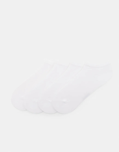  Pull & Bear 4 Pack Of Short White Socks In White 