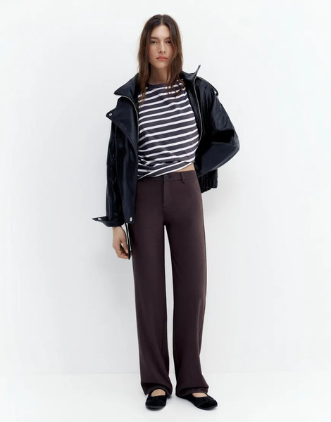  Pull & Bear Pants With Back Pockets In Brown 