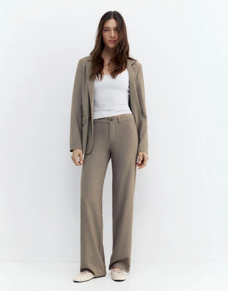  Pull & Bear Pants With Back Pockets In Mole Brown 