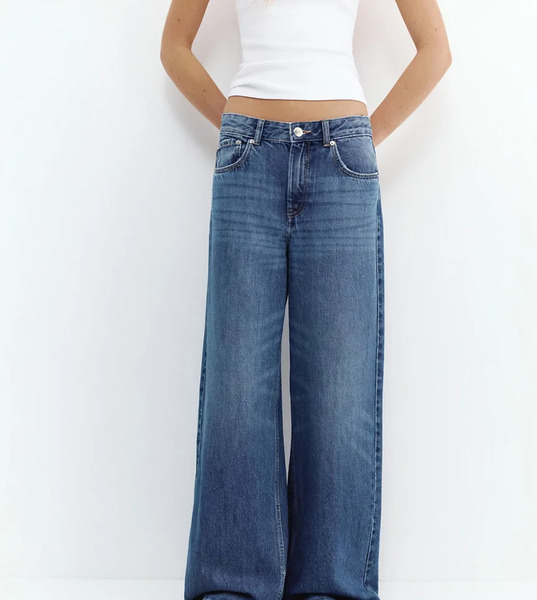  Pull & Bear Petite Loose Oversize Jeans In Deep Blue 