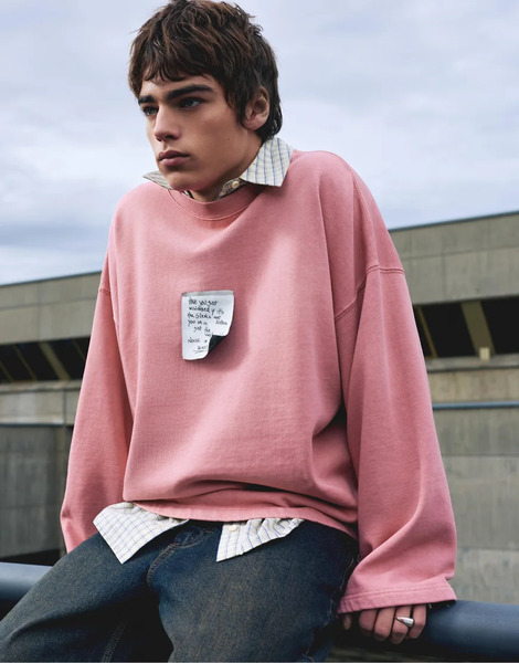  Pull & Bear Pink Label Sweatshirt In Pink 