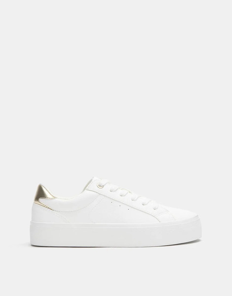  Pull & Bear Platform Sneakers In White 