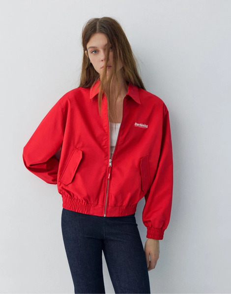  Pull & Bear Red Embroidered Jacket In Red 
