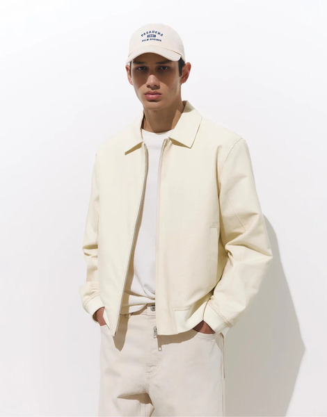  Pull & Bear Ribbed Jacket In Beige Neutral 