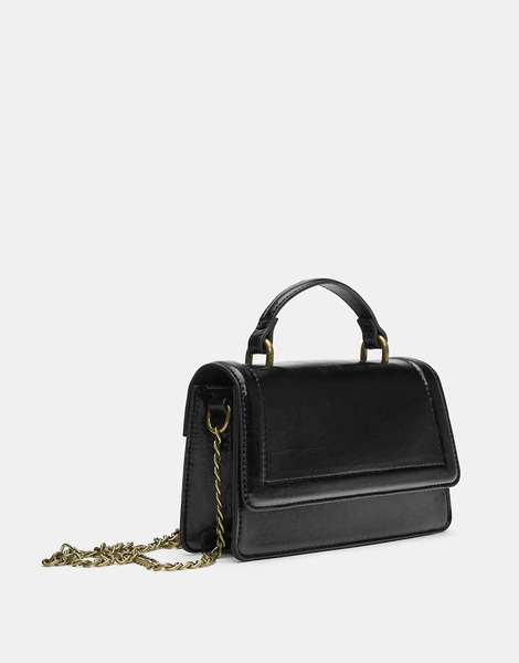  Pull & Bear Rigid Crossbody Bag In Black 