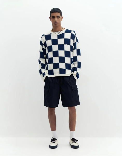  Pull & Bear Ripstop Cargo Bermuda Shorts In Black 