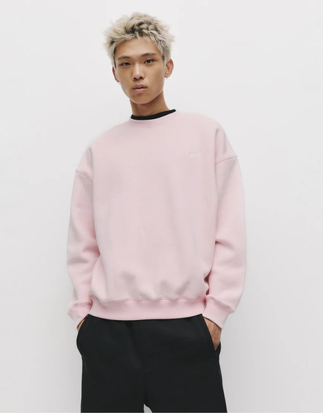  Pull & Bear Round Neck Stwd Sweatshirt In Pink 