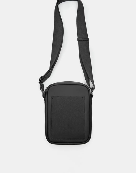  Pull & Bear Rubberised Crossbody Bag In Black 