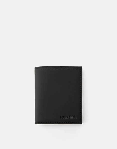  Pull & Bear Rubberised Wallet In Black 