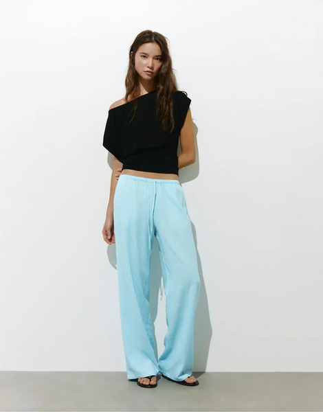  Pull & Bear Rustic Jogger Trousers In Turquoise Blue 