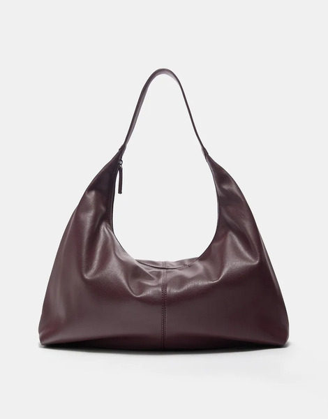  Pull & Bear Shopper Bag In Burgundy Red 