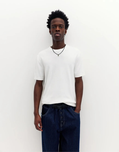  Pull & Bear Short Sleeve Jumper In Off White 