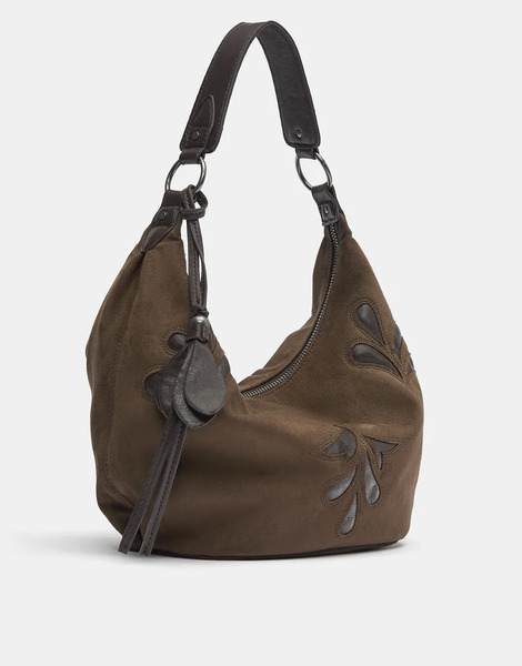  Pull & Bear Shoulder Bag With Fringe Embellishments In Brown 