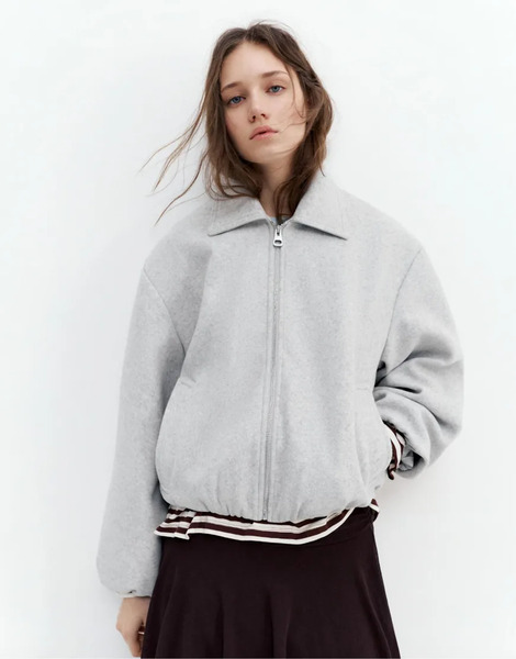  Pull & Bear Soft Balloon Jacket In Grey Marl 