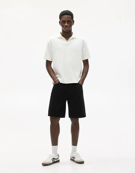  Pull & Bear Standard Denim Bermuda Shorts In Black 