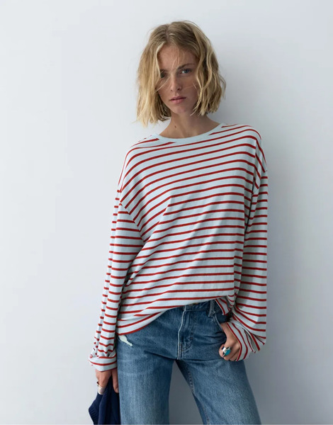  Pull & Bear Striped Long Sleeve T Shirt In Striped Multi 