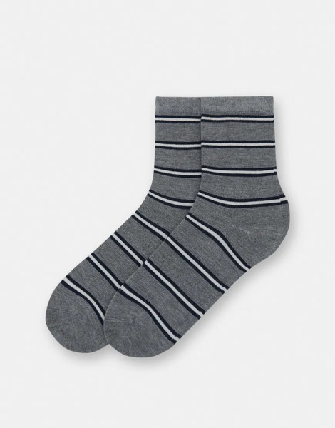  Pull & Bear Striped Long Socks In Grey 