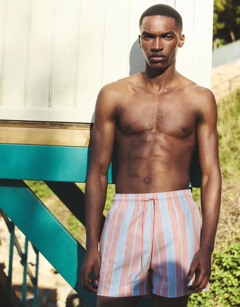  Pull & Bear Striped Swim Shorts In Stripes Multi 