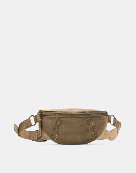  Pull & Bear Studded Belt Bag In Brown 