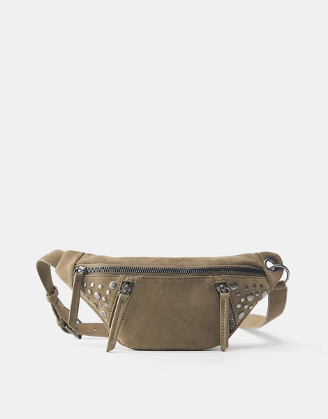  Pull & Bear Studded Belt Bag In Camel Multi 