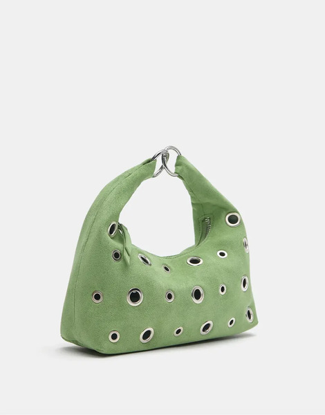  Pull & Bear Studded Grab Bag In Green 