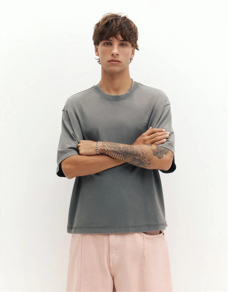  Pull & Bear Stwd Boxy Oversized T Shirt In Grey 