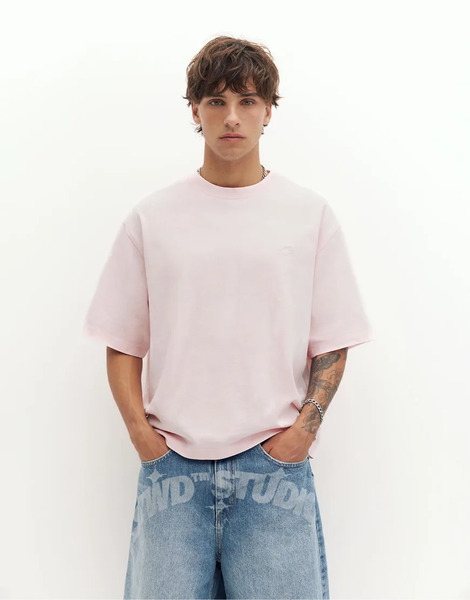  Pull & Bear Stwd Boxy Oversized T Shirt In Pink 