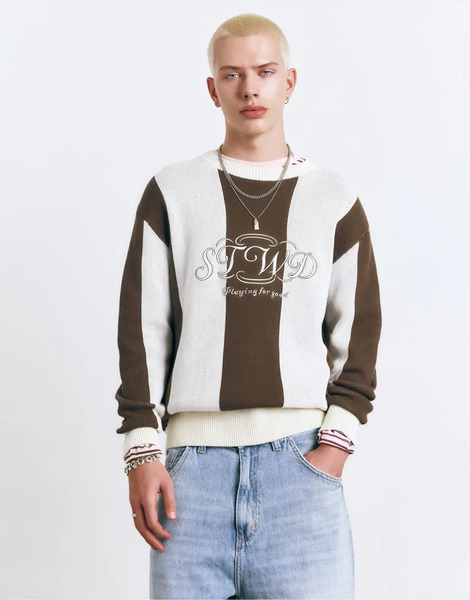  Pull & Bear Stwd Striped Jumper In Off White 