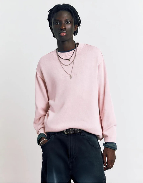  Pull & Bear Stwd Studio Embroidered Jumper In Pink 