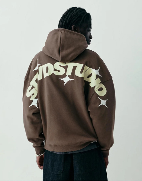  Pull & Bear Stwd Studio Hoodie In Brown 
