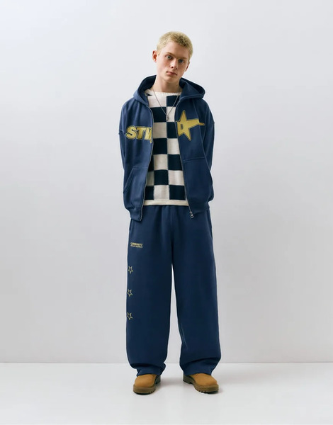 Pull & Bear Stwd Sweatpants In Blue 