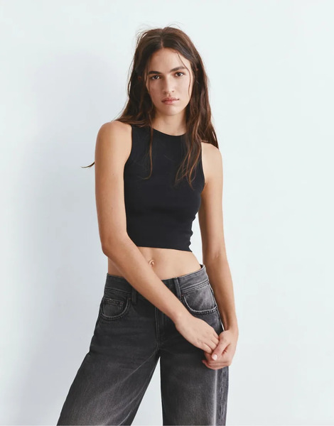  Pull & Bear Tank Top In Black 