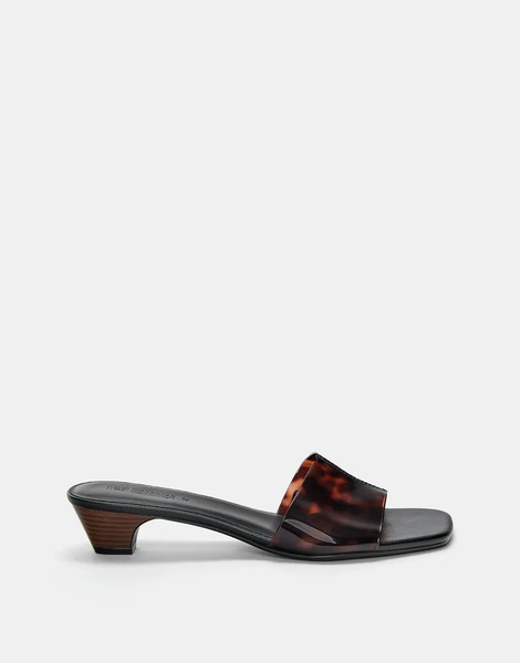  Pull & Bear Vinyl Heeled Mule Sandals In Multicoloured 