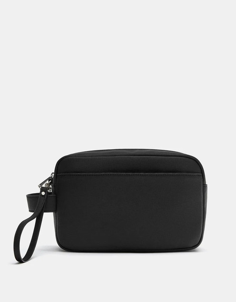  Pull & Bear Wash Bag With Handle In Black 