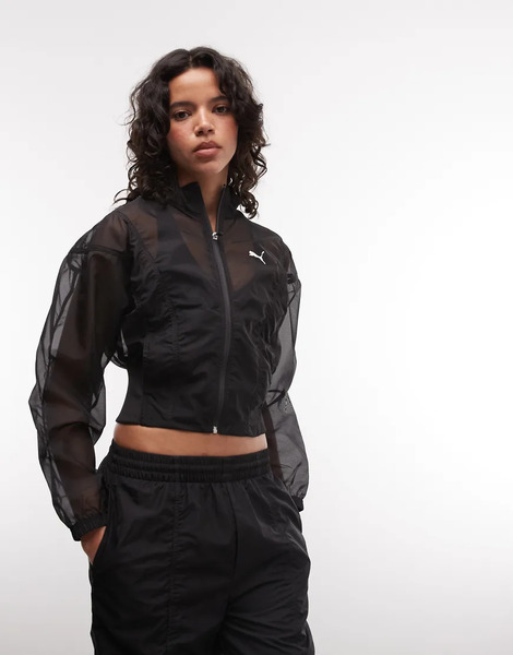  Puma Dare To Oversized Woven Jacket In Puma Black 