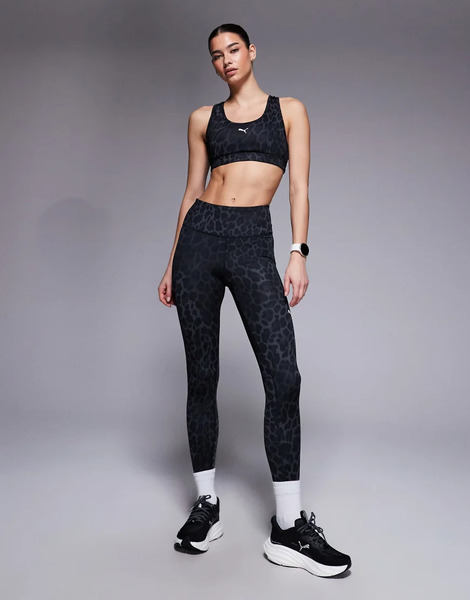  Puma Tad Essentials Training Leggings In Black Leopard Print 