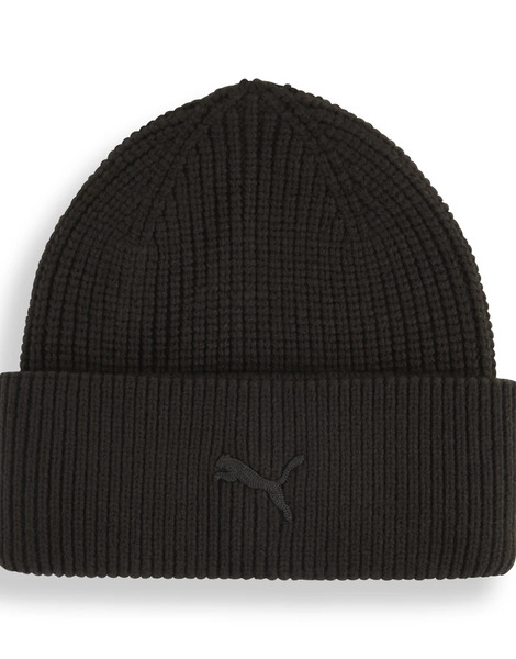  Puma Wardrobe Essentials Chunky Mid Crown Beanie In Black 