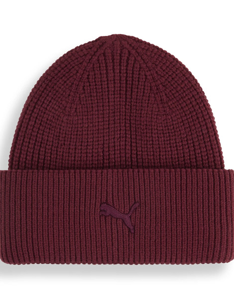  Puma Wardrobe Essentials Chunky Mid Crown Beanie In Ruby Shimmer Red 