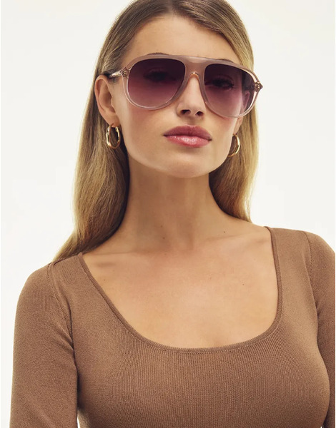  Quay Chart Topper Aviator Sunglasses In Pink With Gradient Lens 
