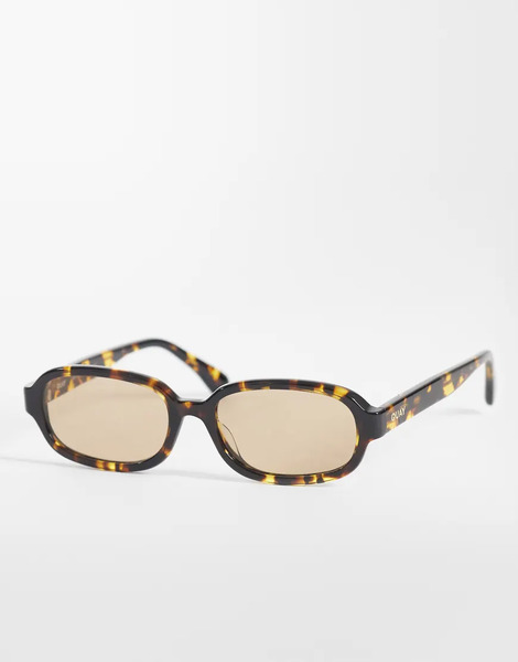  Quay Could Never Slim Rectangular Sunglasses In Yellow Tort With Tan Lens 