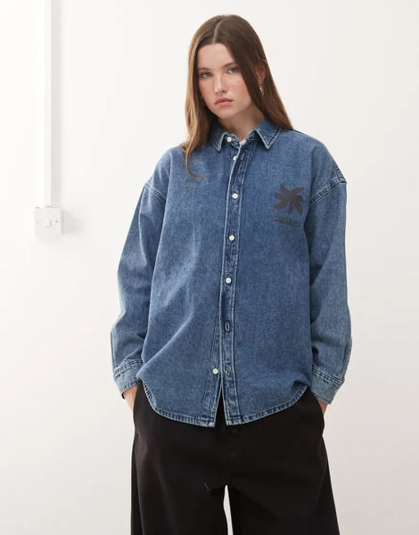  Quiksilver Rahmat Long Sleeve Denim Overshirt In Medium Blue 