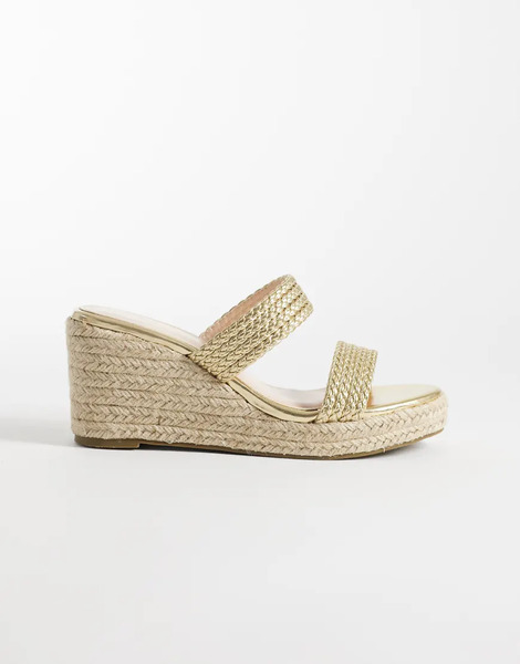  Raid Callen Espadrille Wedge Sandals In Gold 