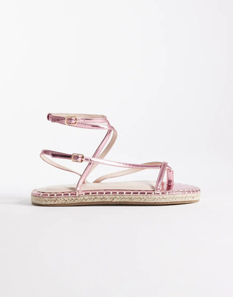  Raid Danita Espadrille Flat Sandals In Pink Metallic 