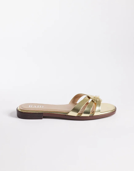  Raid Toffee Flat Slider Sandals In Gold 