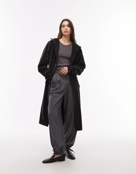  Rains 18360 Waterproof Printed Longer Jacket In Black 