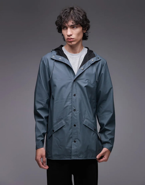  Rains 12010 Waterproof Short Jacket In Grey Blue 
