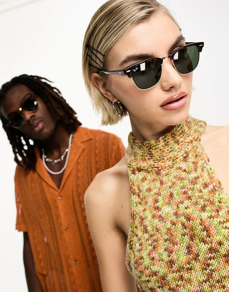  Ray Ban Clubmaster Sunglasses In Brown 