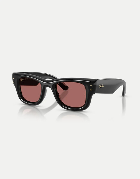  Ray Ban Wayfarer Puffer Square Sunglasses With Violet Lens In Black 