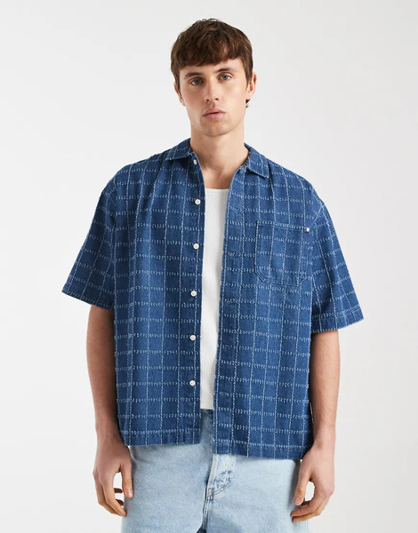  Redefined Rebel Elton Oversized Shirt In Mid Blue 